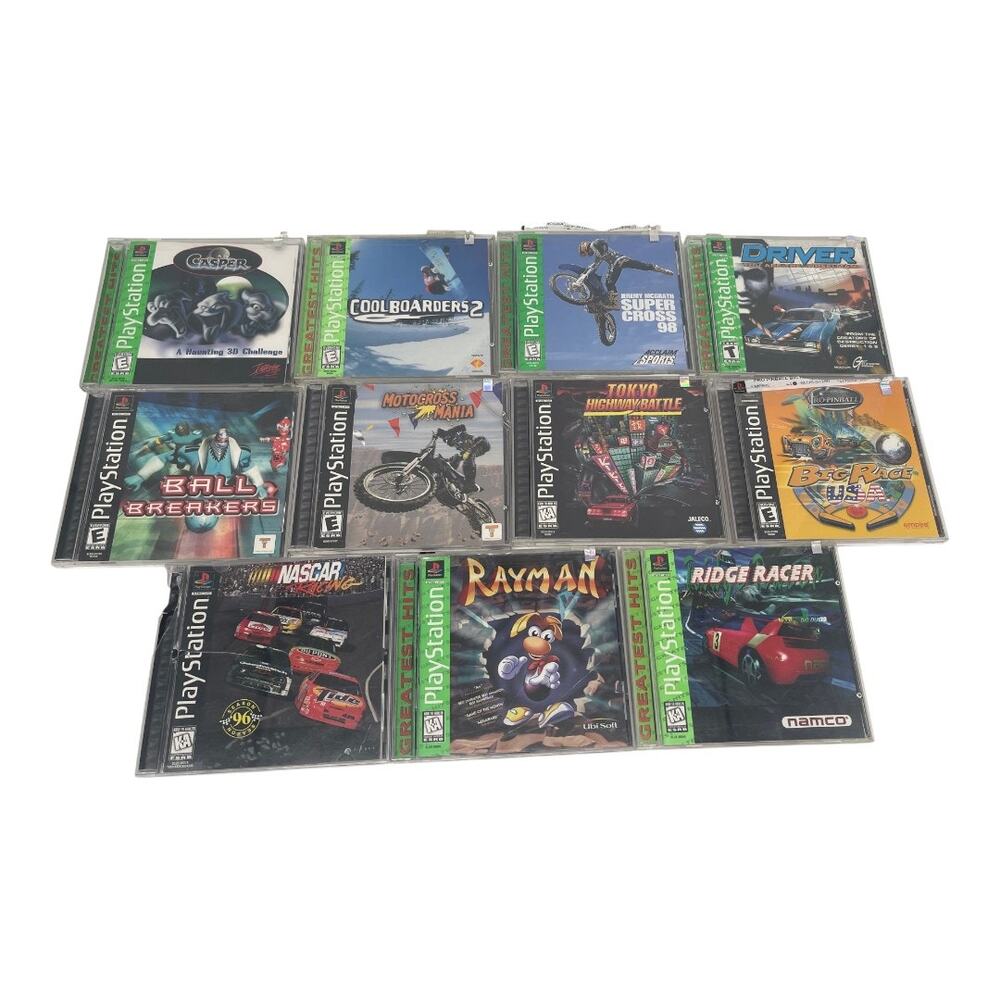 Sony PS1 PlayStation Game Lot Rayman Driver Casper Ridge Racer